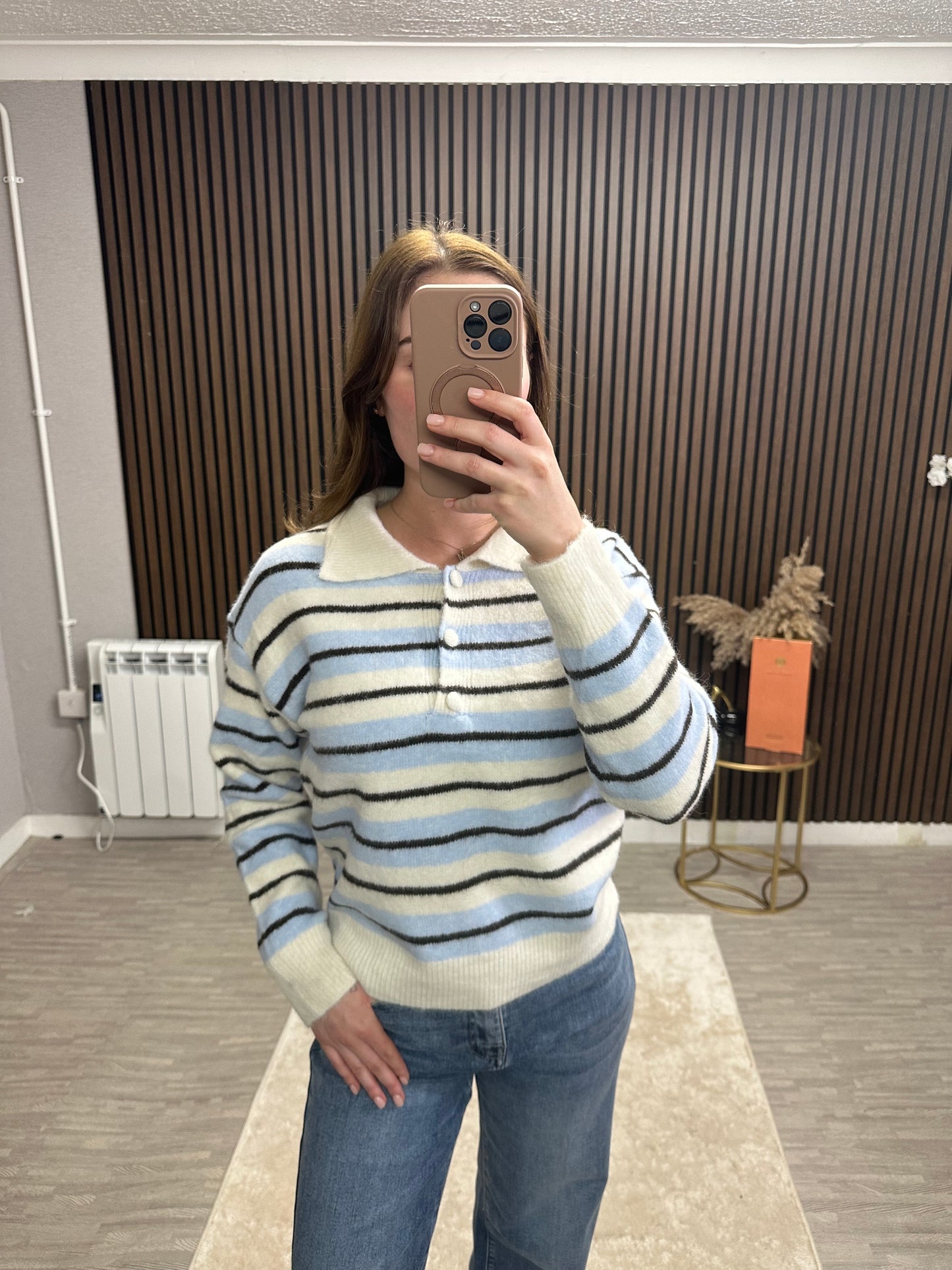 EMMIE - Knit Collar Stripe Jumper