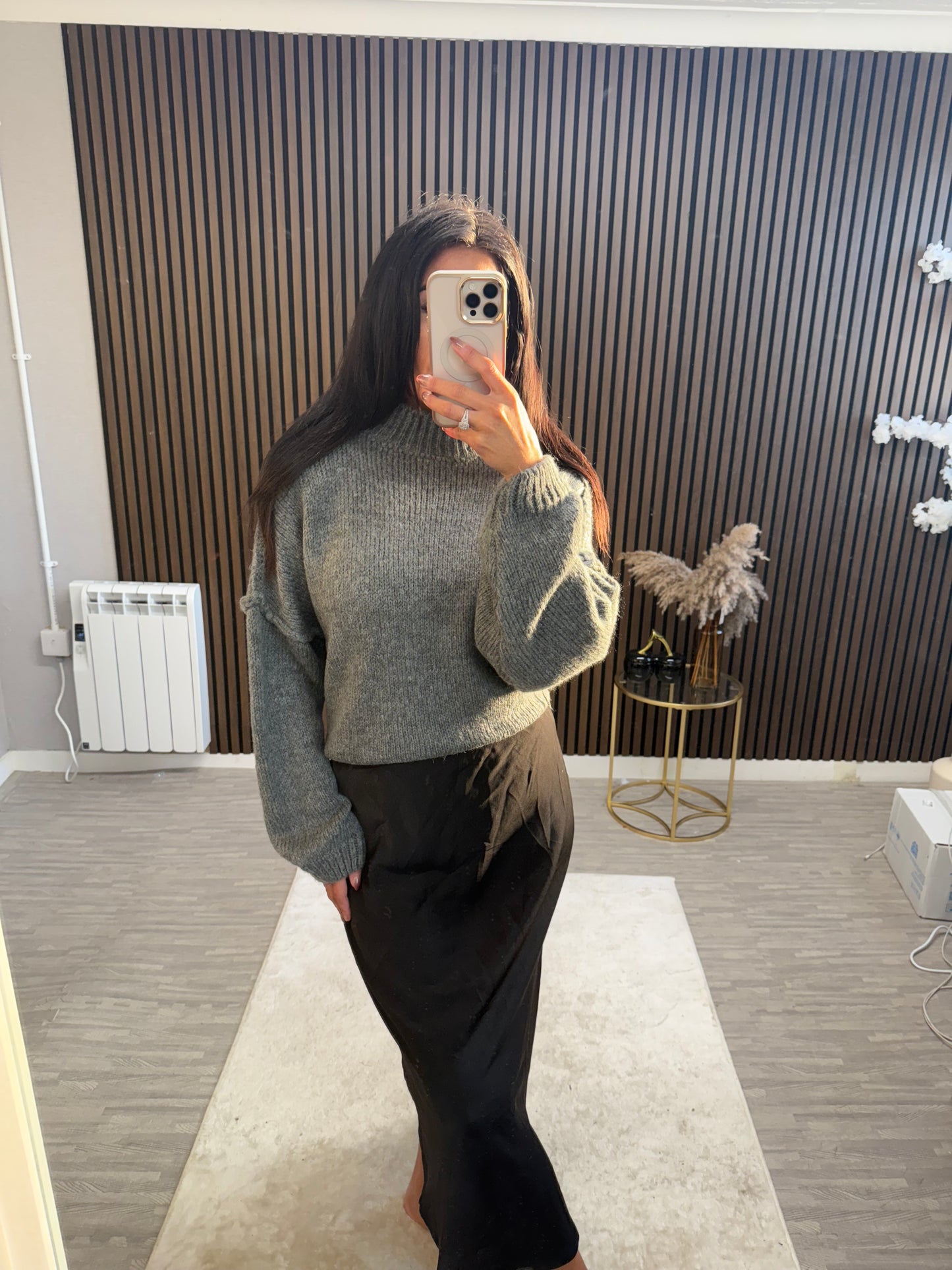 Black Satin Maxi Skirt