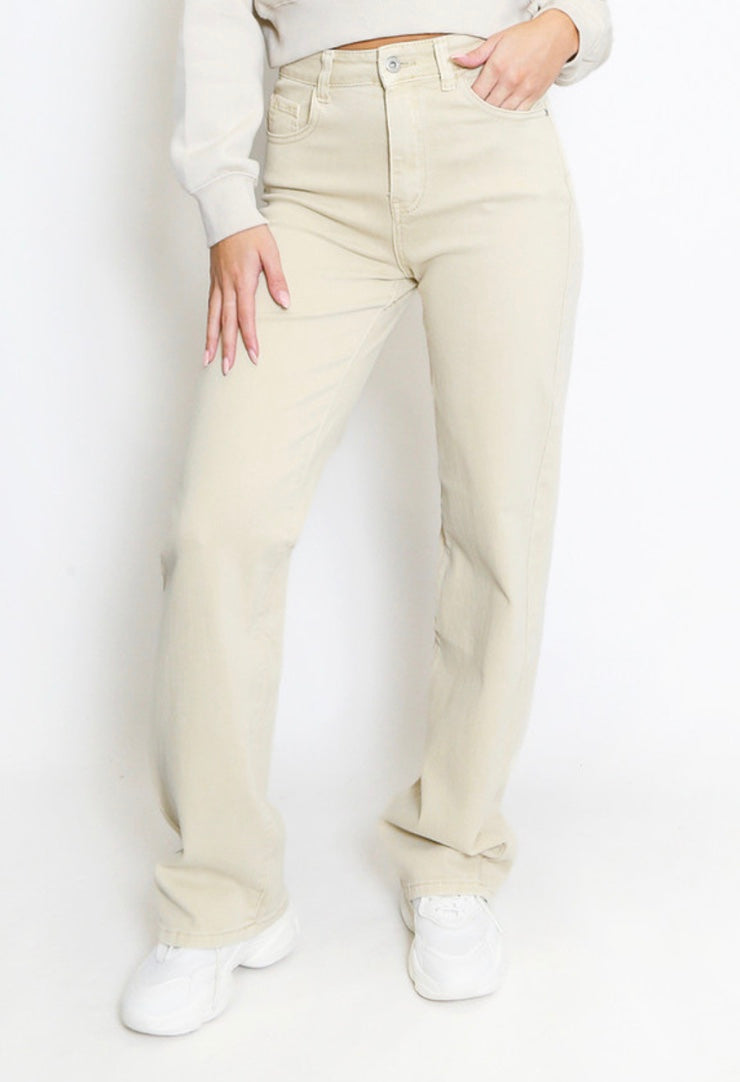 TALL Beige Wide Leg Jeans