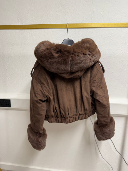 Hannah Suede Faux Fur Jacket - removable fur