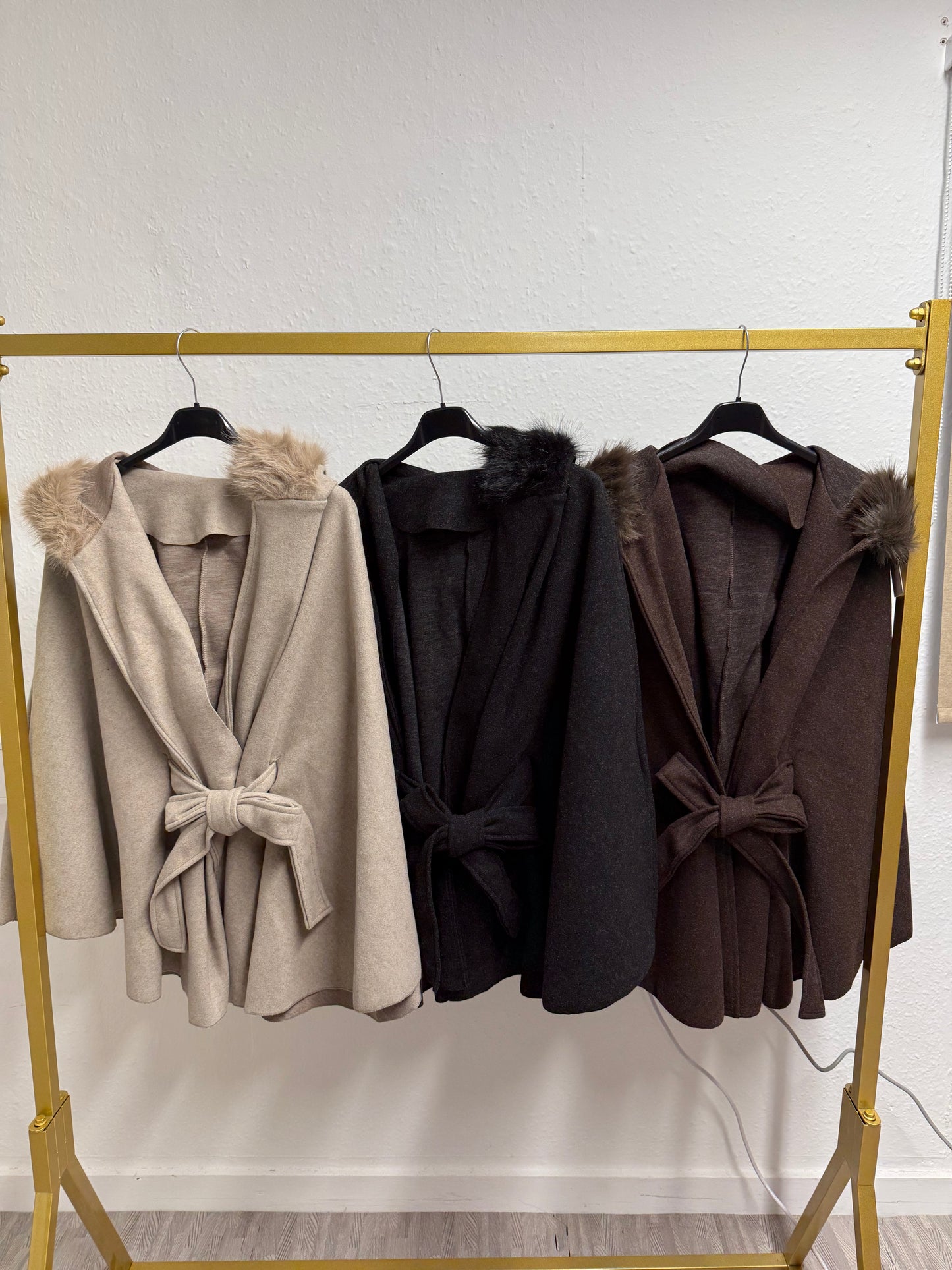 Darci Faux Fur Hood Cape