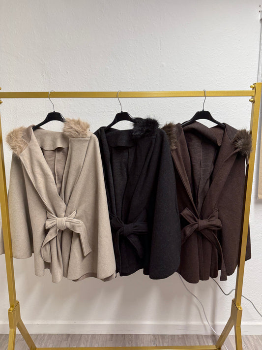 Darci Faux Fur Hood Cape