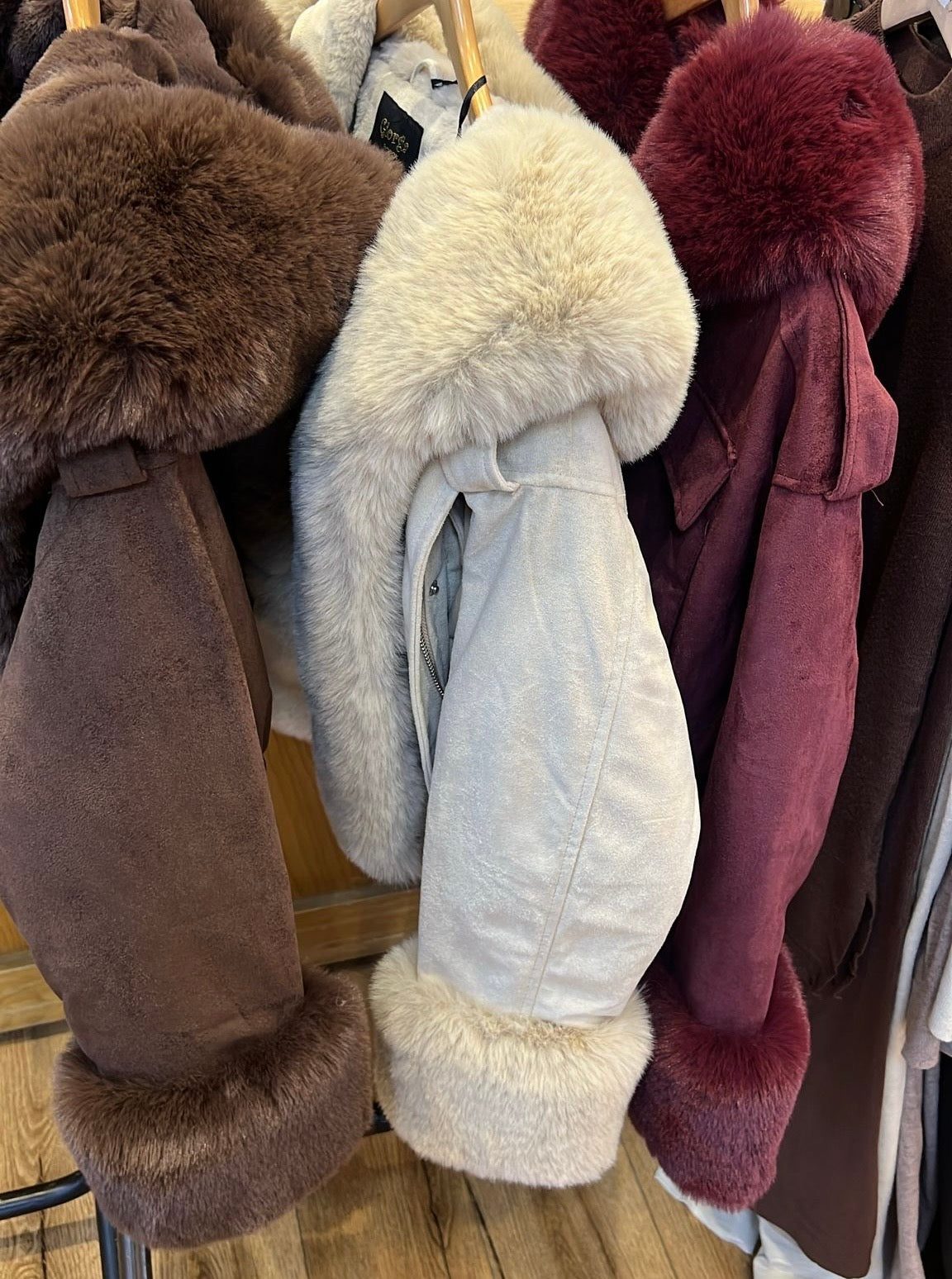 Hannah Suede Faux Fur Jacket - removable fur