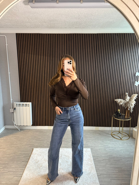 HELEN - Lace Trim Bodysuit