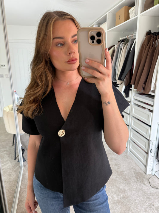 Ada Knit Top - Gold Button Detail