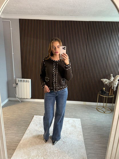 AMY - White Trim Cardigan