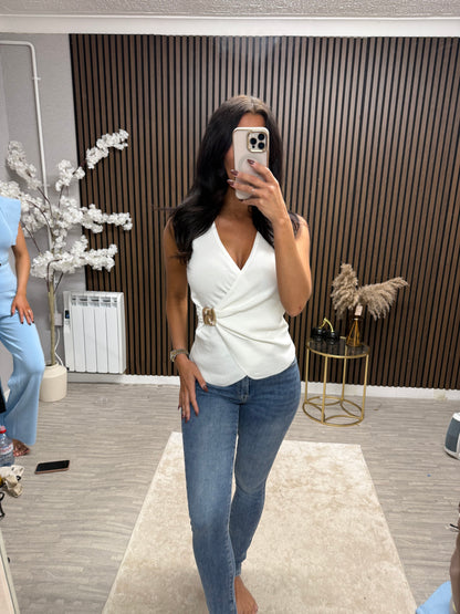 BROGAN Ruched Buckle Top