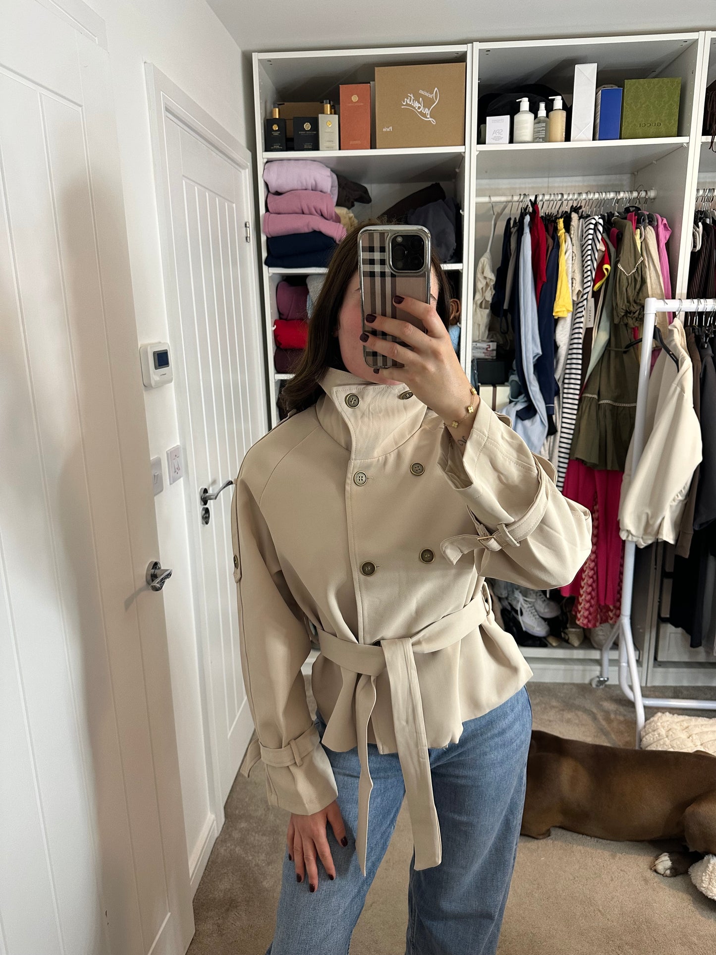 Funnel Neck Belted Jacket