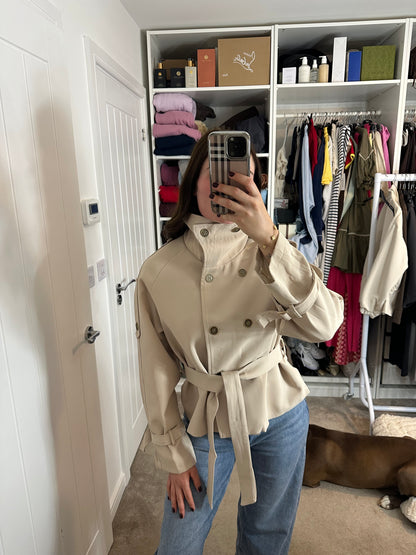 Funnel Neck Belted Jacket