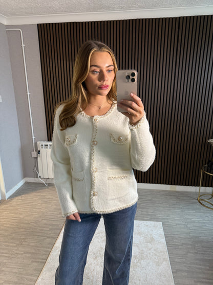 CECE - Cardgain with Pearl Button Detail