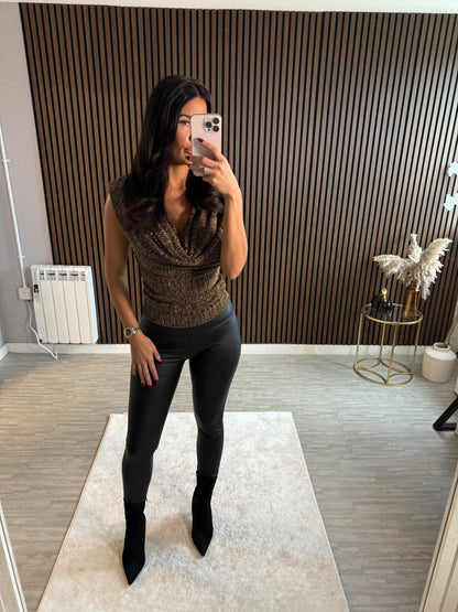 IVY - Black Fleece Lined PU Leggings