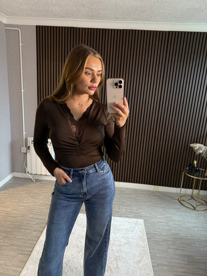 HELEN - Lace Trim Bodysuit