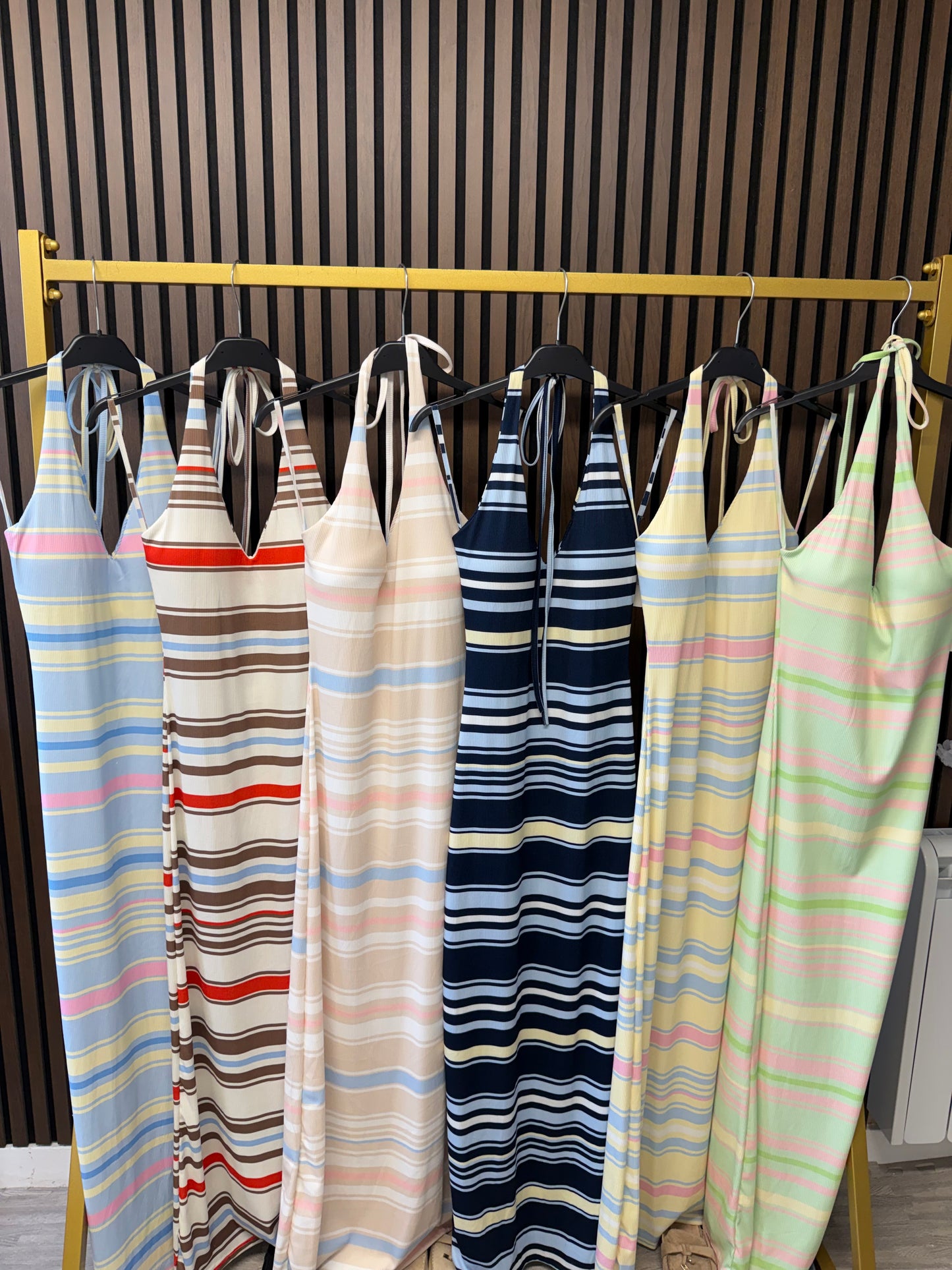 ABBIE Stripe Halterneck Dress