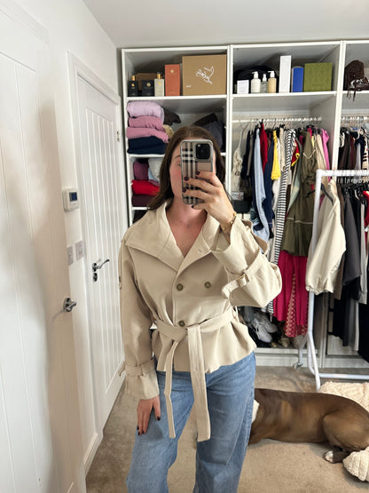 Funnel Neck Belted Jacket