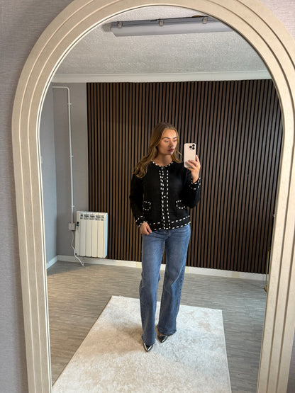 AMY - White Trim Cardigan