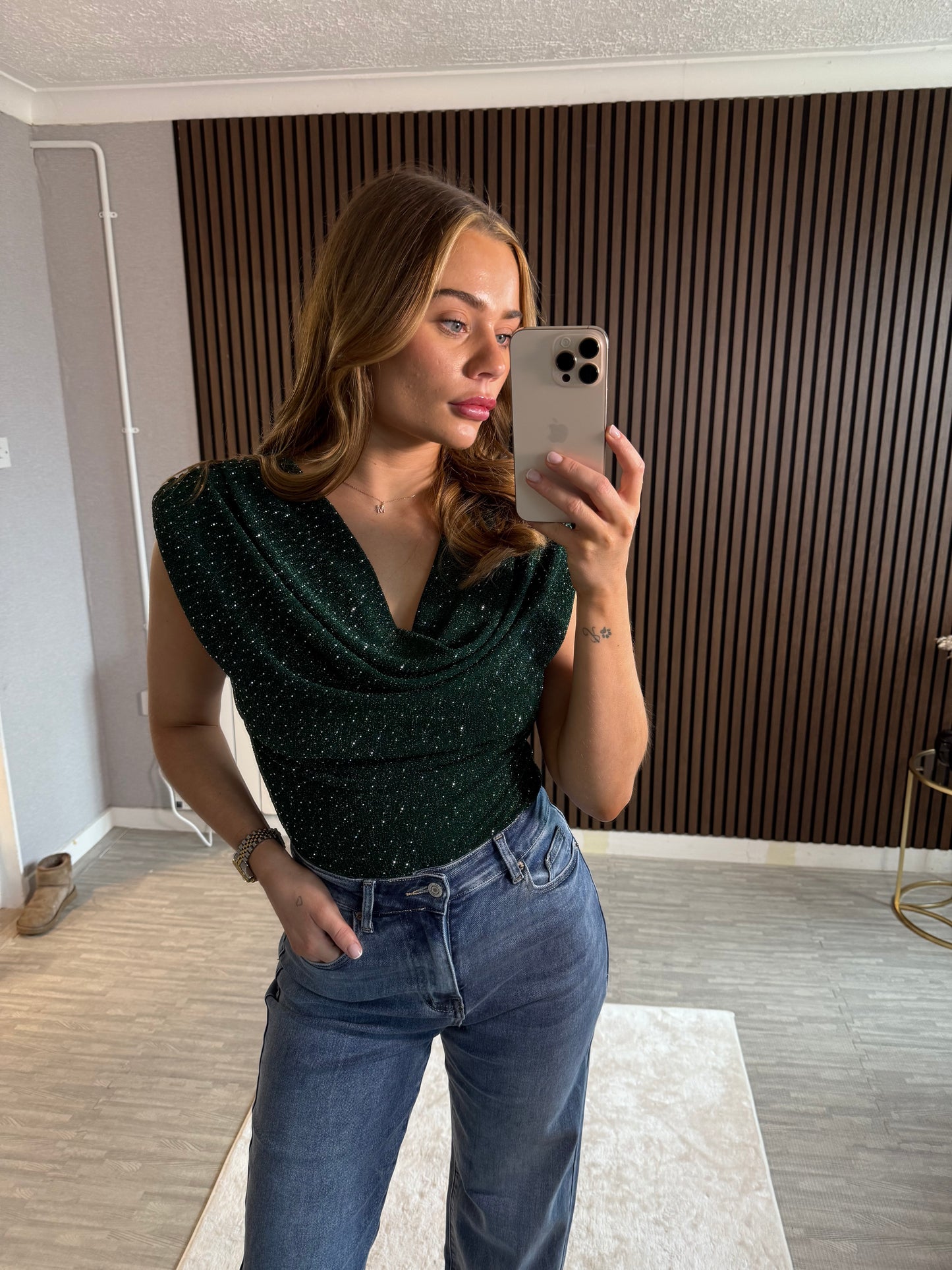 INDIA - Sparkle Cowl Neck Top