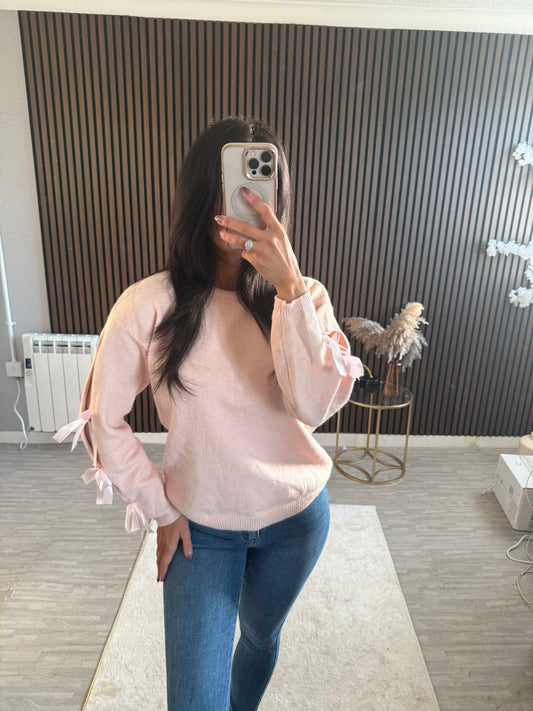 Pink Bow Sleeve Jumper