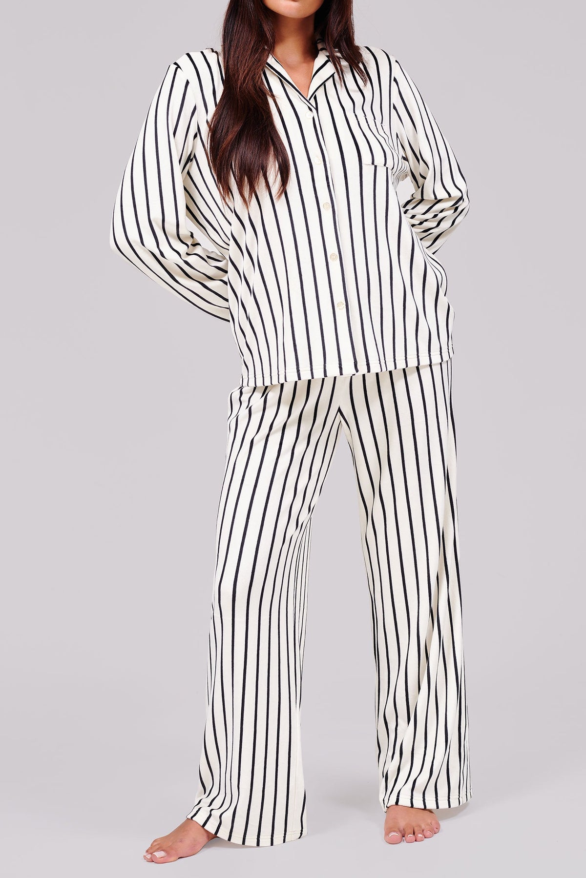 PRE-ORDER - Pinstripe Velour Pyjamas - 796129