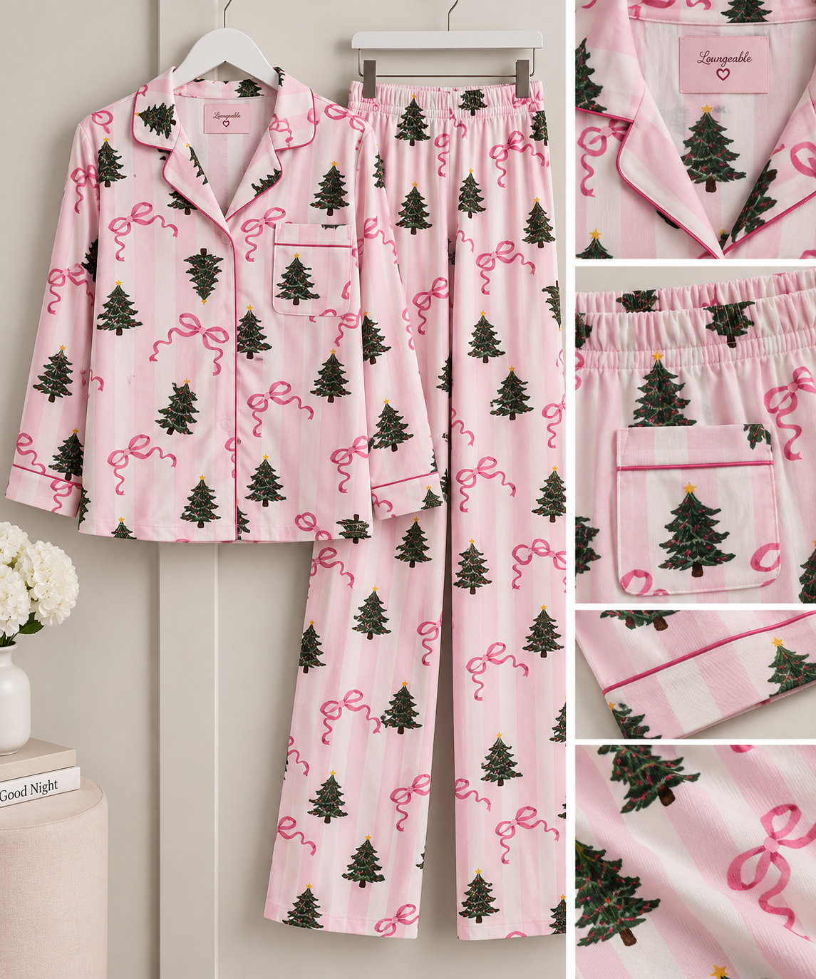 PRE-ORDER - Christmas Tree Bow Stripe Pyjamas - 796150