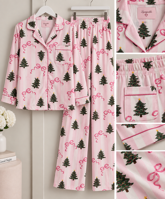 PRE-ORDER - Christmas Tree Bow Stripe Pyjamas - 796150