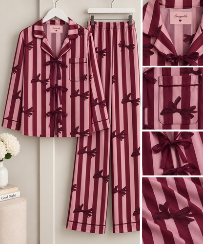 PRE-ORDER - Bow Striped Super Soft Pyjamas - 796203