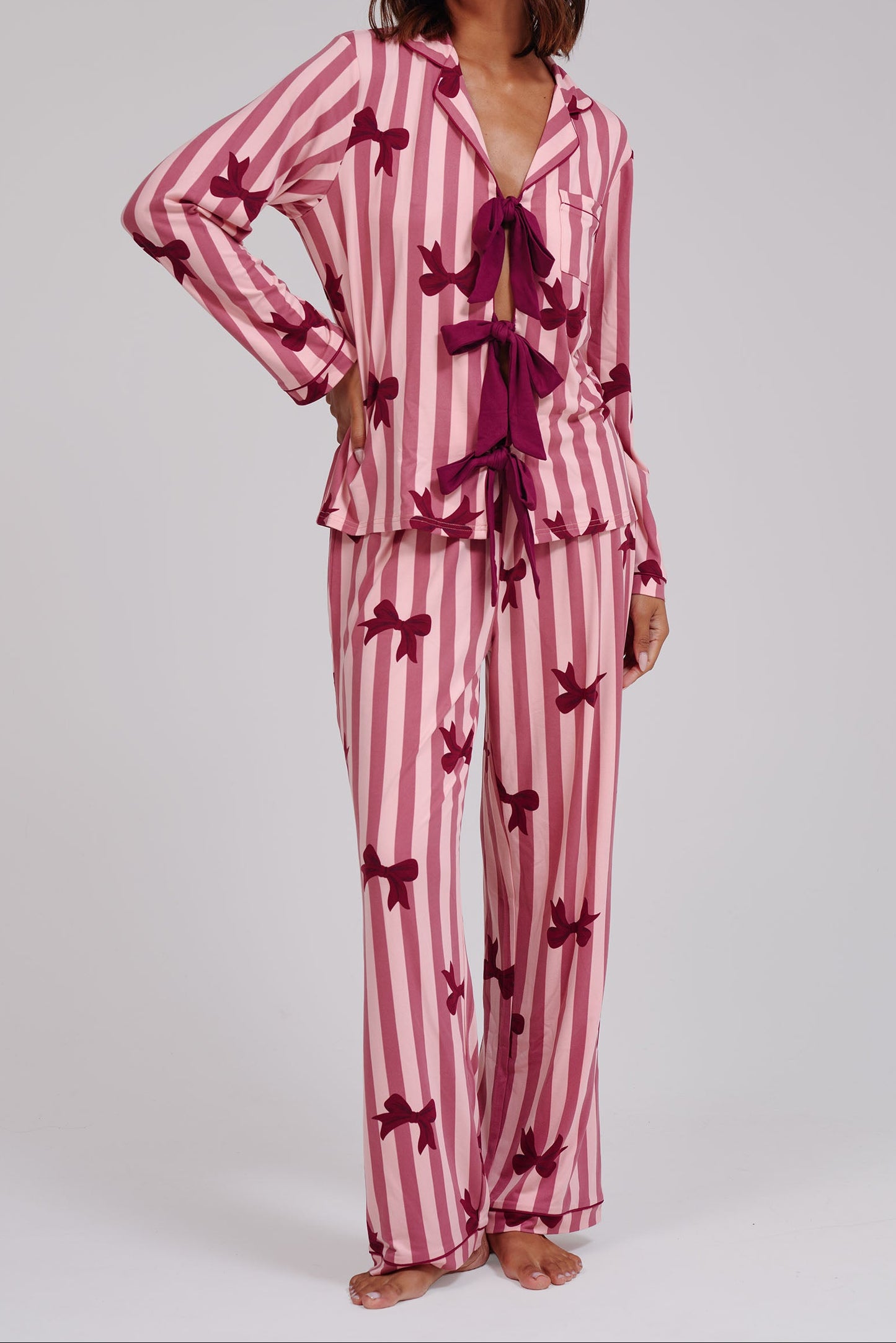PRE-ORDER - Bow Striped Super Soft Pyjamas - 796203