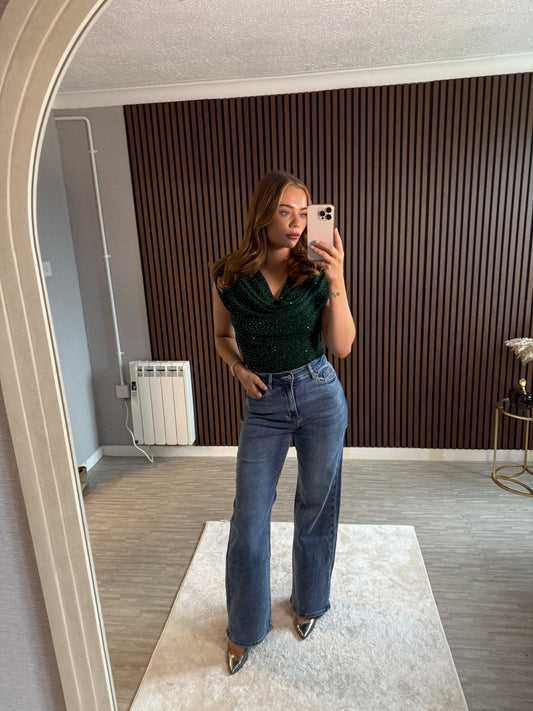 INDIA - Sparkle Cowl Neck Top