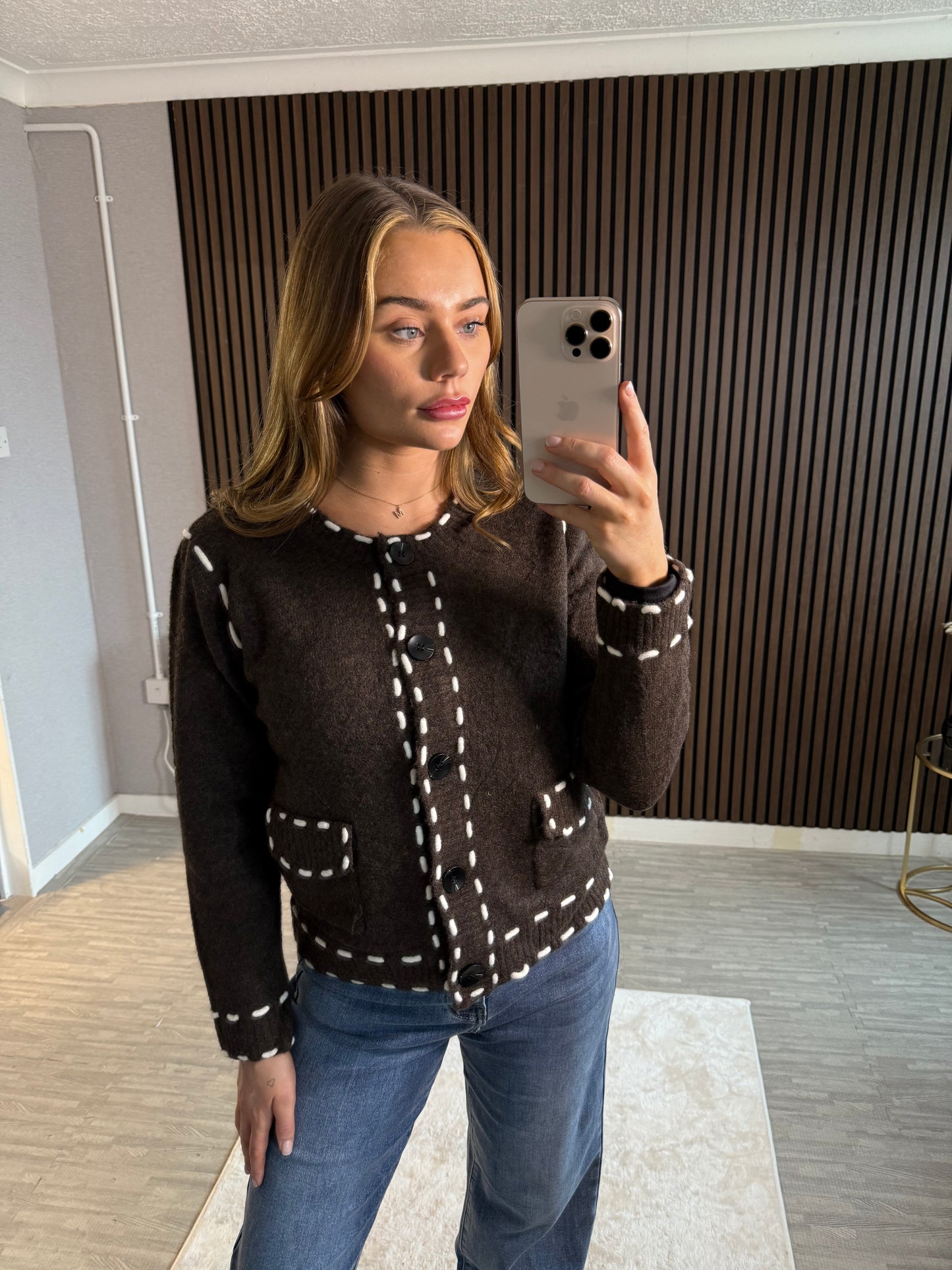 AMY - White Trim Cardigan