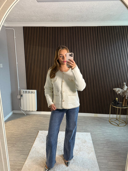 CECE - Cardgain with Pearl Button Detail