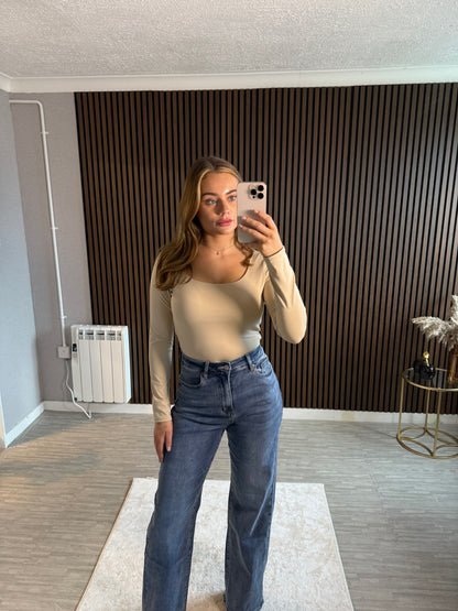 CLARE - Basic Scoop Neck Long Sleeve Top