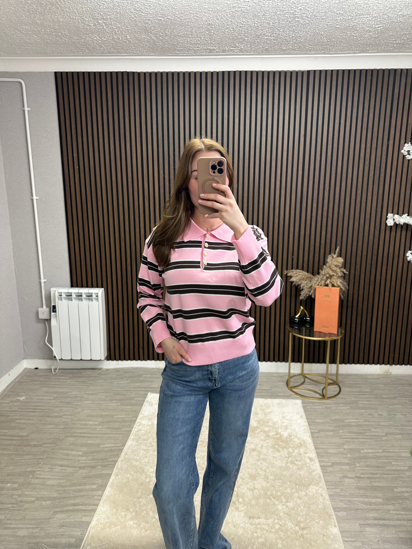 Pink/Choc Lily Stripe Top