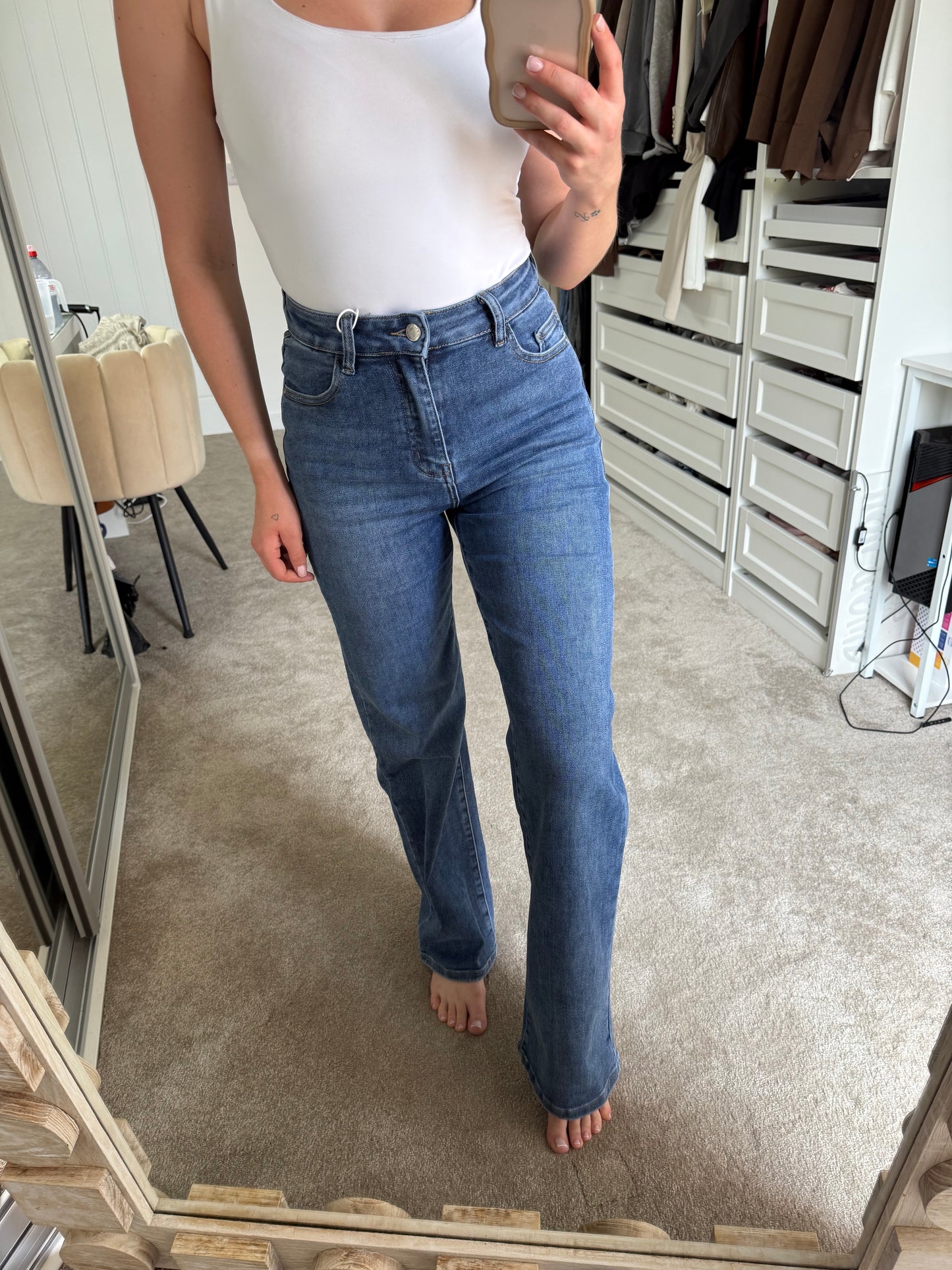 Mid Blue Jeans Straight Leg