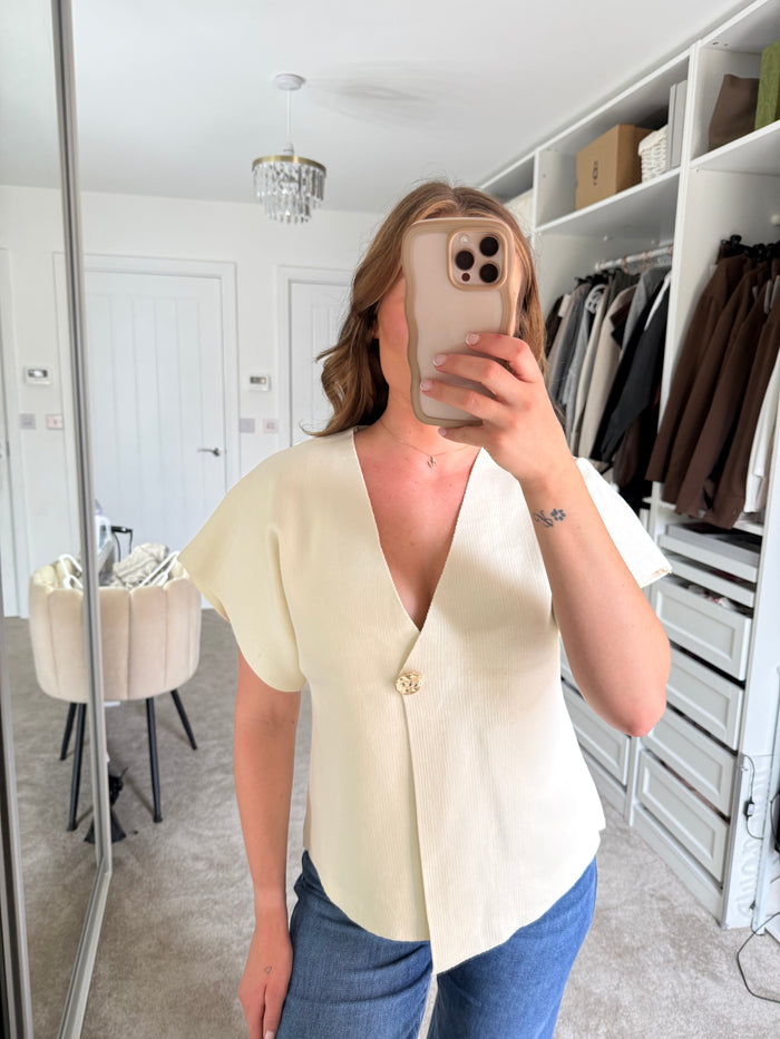 Ada Knit Top - Gold Button Detail