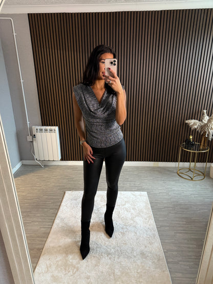 INDIA - Sparkle Cowl Neck Top