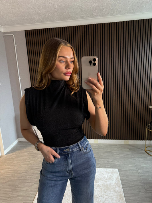 ROXIE - Sparkle Shoulder Padded Top