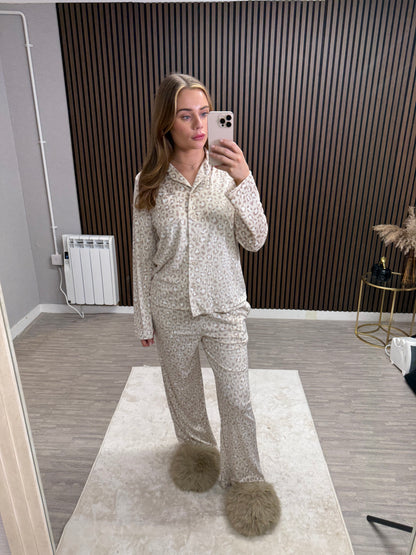 Leopard Print Soft Ribbed Pyjamas
