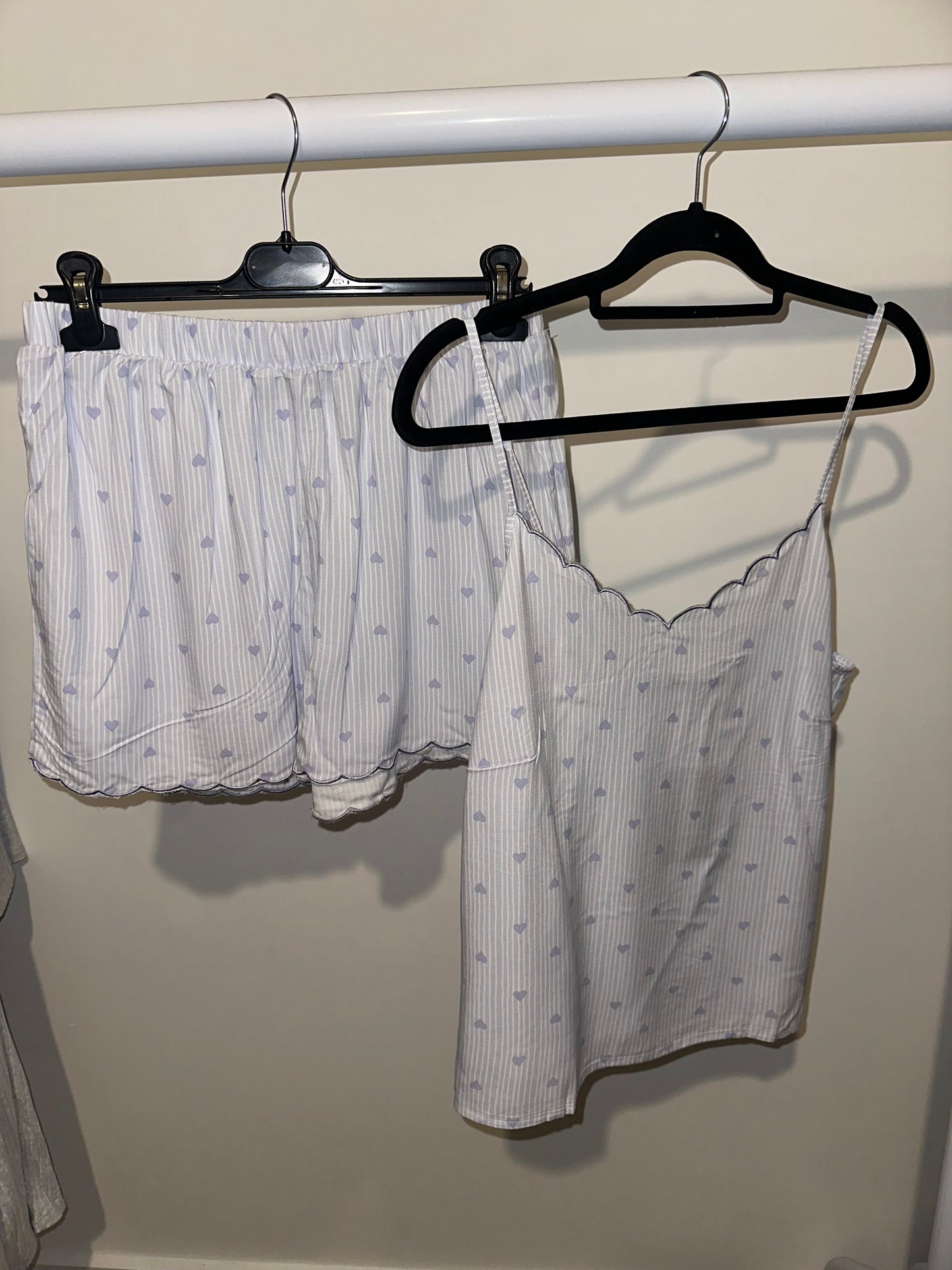 Blue Heart Stripe Soft Cami Short Set