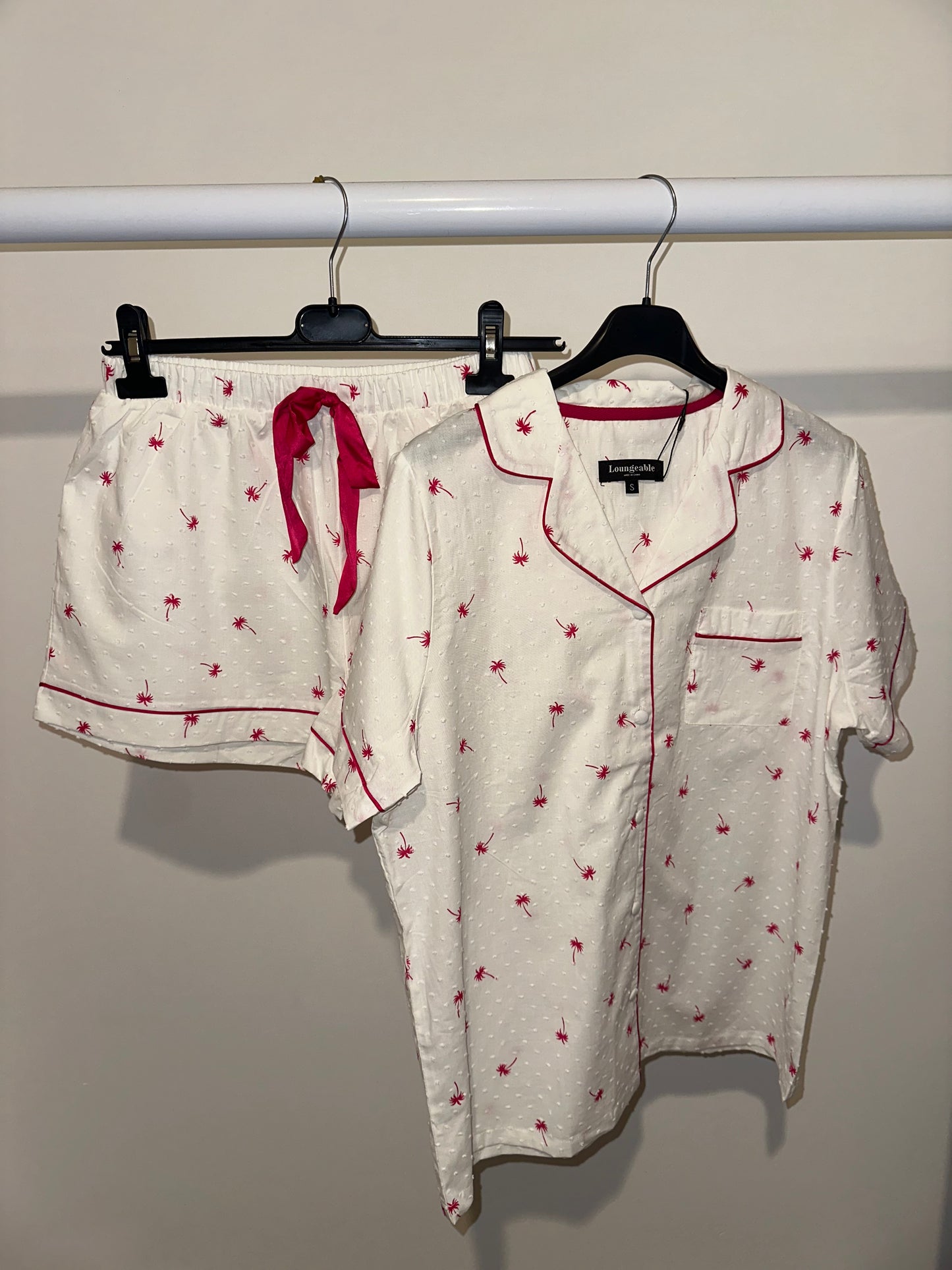 White Palm Tree Short Sleeve Traditional Shirt and Short