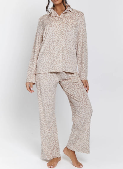Leopard Print Soft Ribbed Pyjamas
