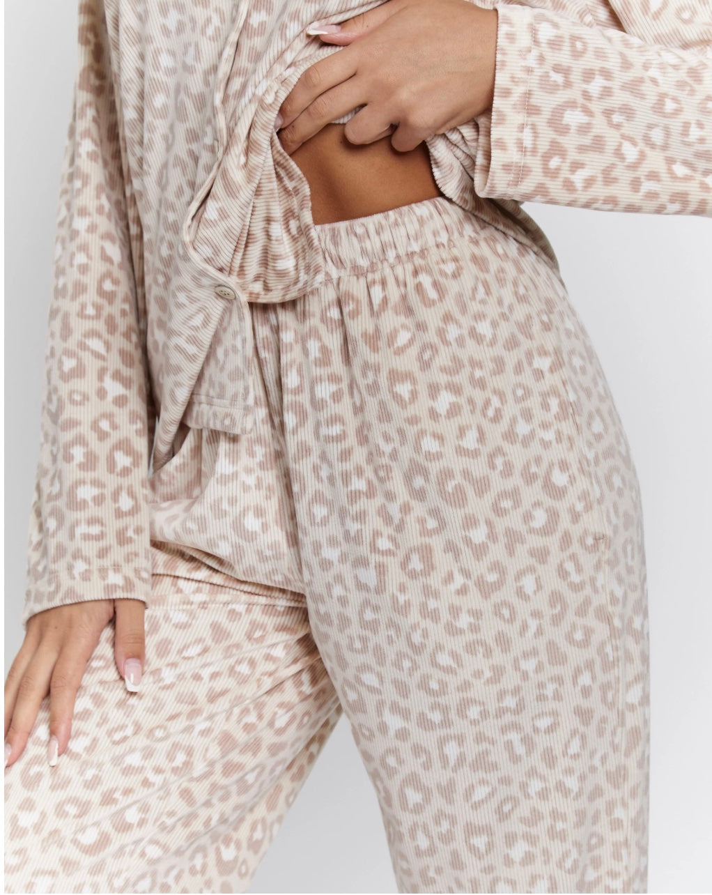 Leopard Print Soft Ribbed Pyjamas
