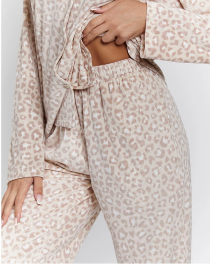 Leopard Print Soft Ribbed Pyjamas