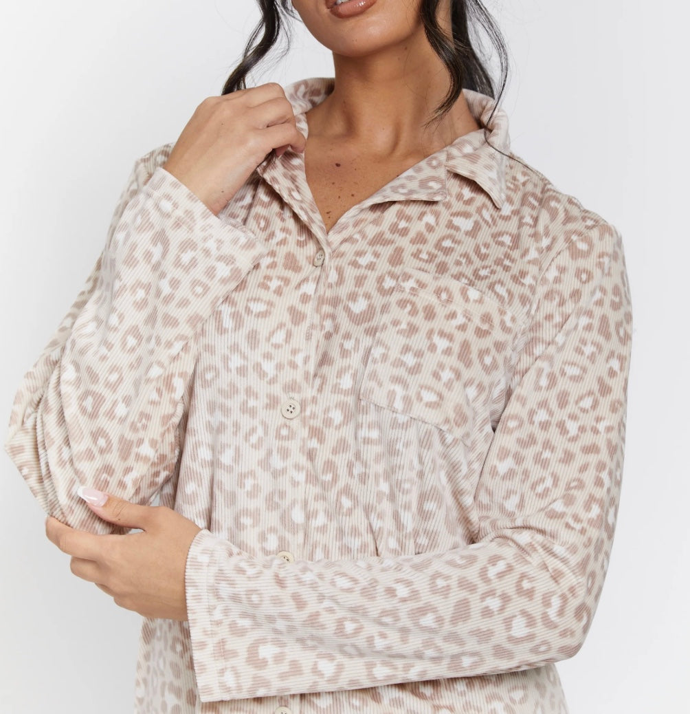 Leopard Print Soft Ribbed Pyjamas