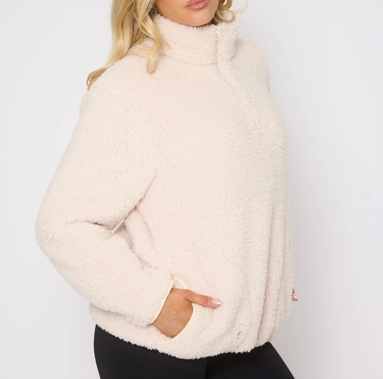 KATHERINE Cream Borg 1/4 Zip