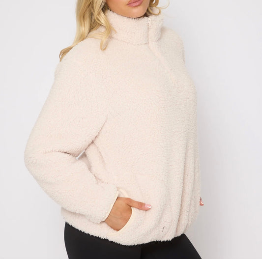 KATHERINE Cream Borg 1/4 Zip