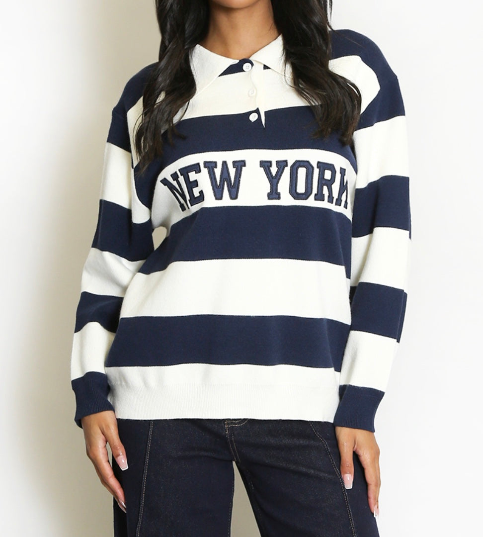 New York Striped Rugby Jumper