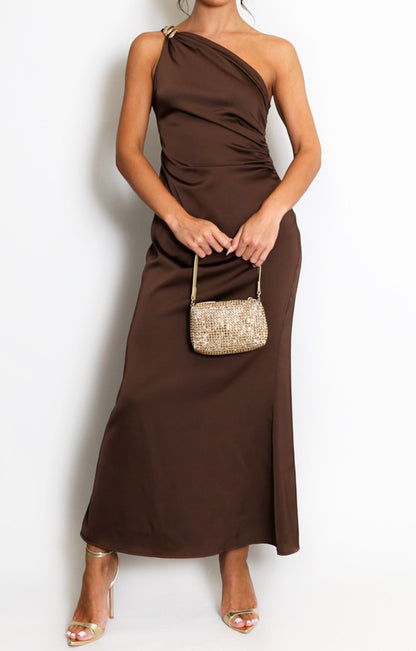 One Shoulder Satin Dress