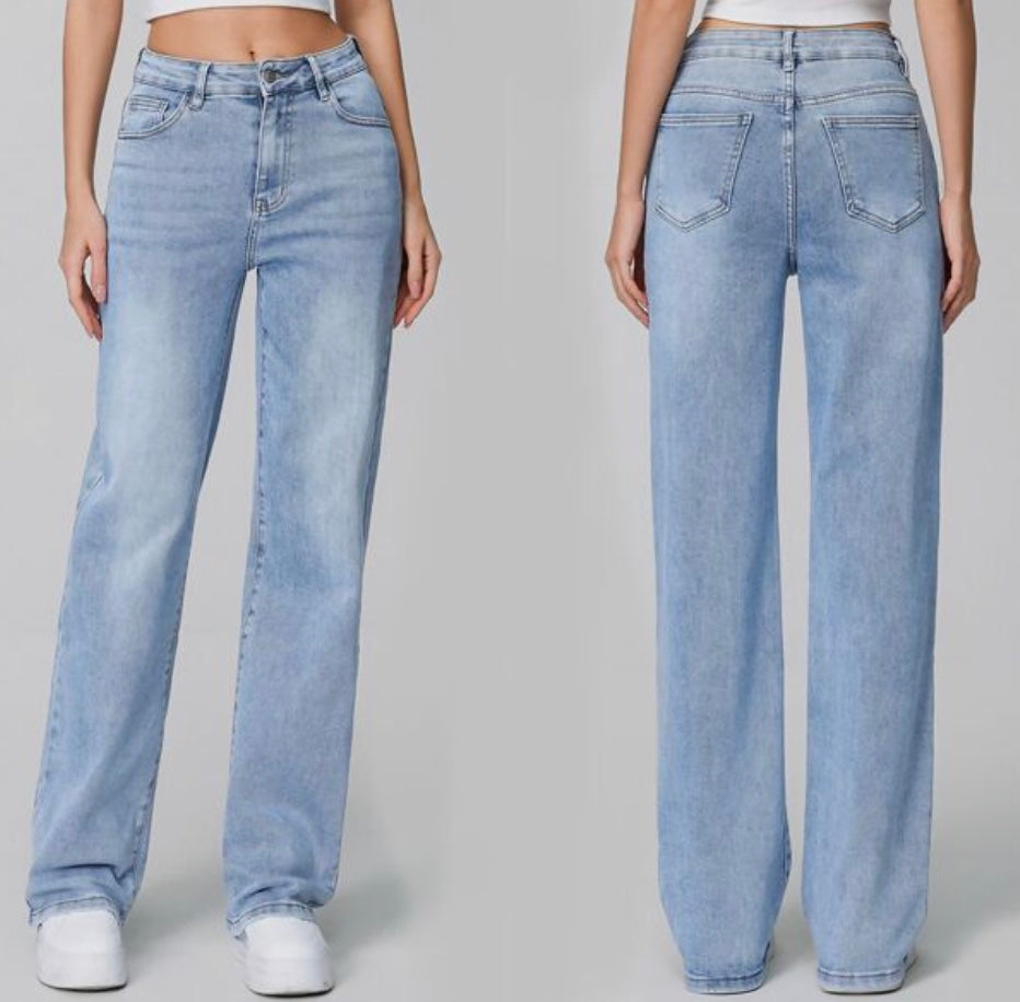 Blue Super Stretch Jeans Wide Leg